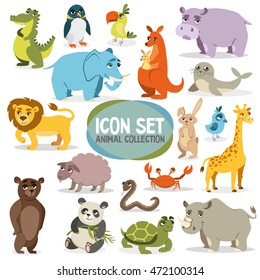 set of funny animals. vector image on white background