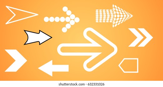 Set of funny arrows on a colorful bright background