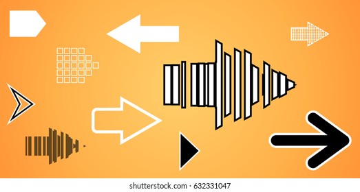 Set of funny arrows on a colorful bright background