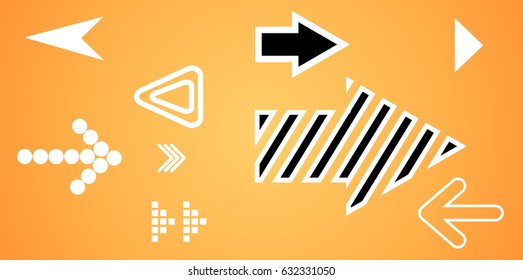 Set of funny arrows on a colorful bright background