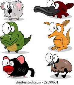 Set of funny australian animals