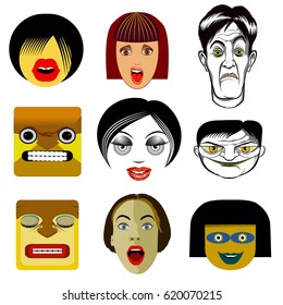 Set of funny avatar portraits