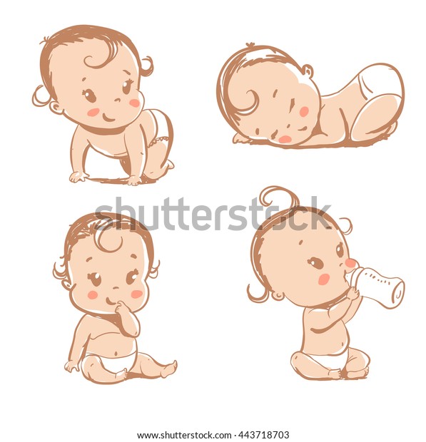 Set Funny Babies Stock Vector (Royalty Free) 443718703