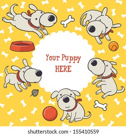 Set of funny baby dogs and puppy elements like stickers, useful for many applications, your designs or scrap book projects, advertising end etc. VECTOR.