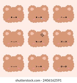 set of funny bear expression