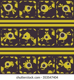Set of funny birds. Abstract shooting gallery. Vector illustration