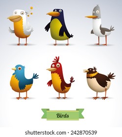 set of Funny Birds, vector