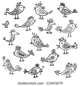 Set of funny birds for your design