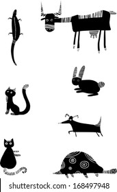 Set of funny black animals