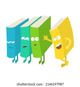 Set of funny book characters cartoon vector color. Back to school.