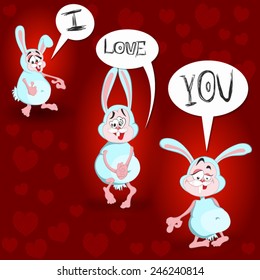 A set of funny bunny. Valentine's day illustration.