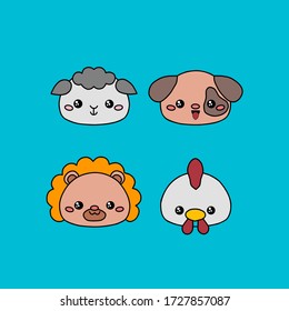 Set of funny cartoon animals