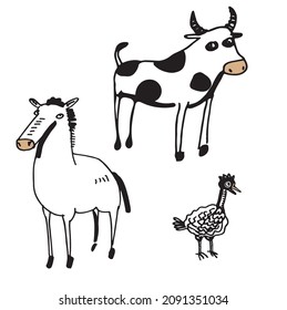Set of funny cartoon animals