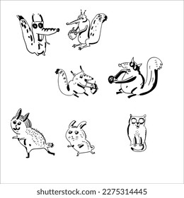 Set of funny cartoon animals