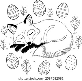 set of funny cartoon animals Easter day