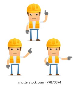 set of funny cartoon builder in various poses for use in presentations, etc.