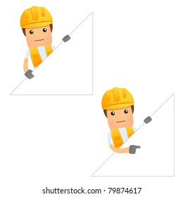 set of funny cartoon builder in various poses for use in presentations, etc.