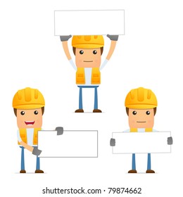 set of funny cartoon builder in various poses for use in presentations, etc.