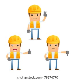 set of funny cartoon builder in various poses for use in presentations, etc.