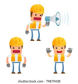 set of funny cartoon builder in various poses for use in presentations, etc.