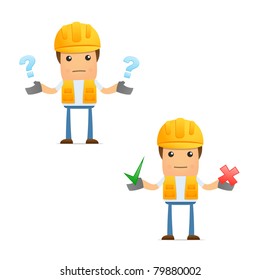 set of funny cartoon builder in various poses for use in presentations, etc.