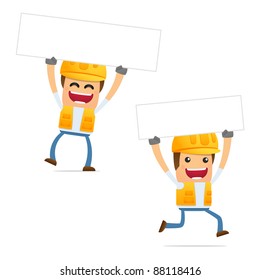 set of funny cartoon builder in various poses for use in presentations, etc.