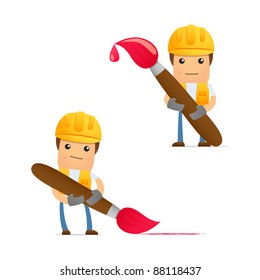 set of funny cartoon builder in various poses for use in presentations, etc.
