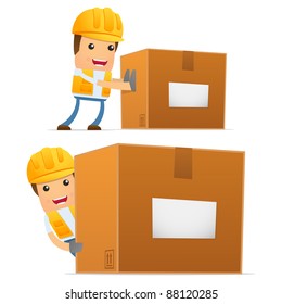 set of funny cartoon builder in various poses for use in presentations, etc.