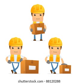 set of funny cartoon builder in various poses for use in presentations, etc.