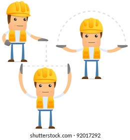set of funny cartoon builder in various poses for use in presentations, etc.