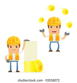 set of funny cartoon builder in various poses for use in presentations, etc.