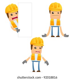set of funny cartoon builder in various poses for use in presentations, etc.