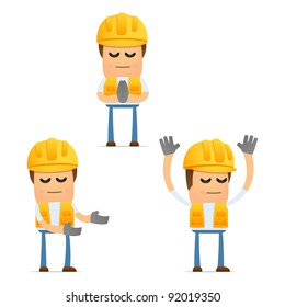 set of funny cartoon builder in various poses for use in presentations, etc.