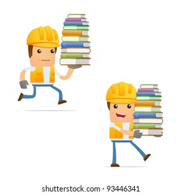 set of funny cartoon builder in various poses for use in presentations, etc.