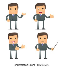 set of funny cartoon businessman in various poses for use in presentations, etc.