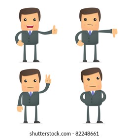 set of funny cartoon businessman in various poses for use in presentations, etc.