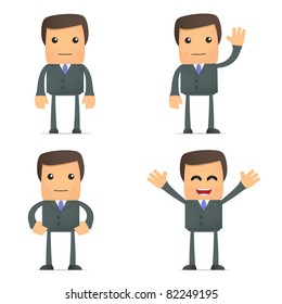 set of funny cartoon businessman in various poses for use in presentations, etc.