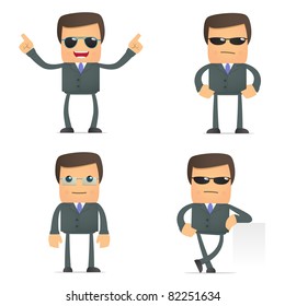 Set Funny Cartoon Businessman Various Poses Stock Vector (Royalty Free ...