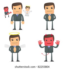 set of funny cartoon businessman in various poses for use in presentations, etc.