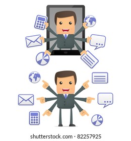 set of funny cartoon businessman in various poses for use in presentations, etc.