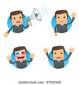 set of funny cartoon businessman in various poses for use in presentations, etc.