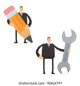 set of funny cartoon businessman in various poses for use in presentations, etc.