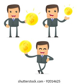 set of funny cartoon businessman in various poses for use in presentations, etc.