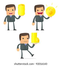 set of funny cartoon businessman in various poses for use in presentations, etc.