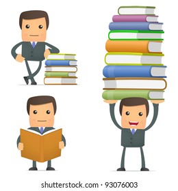 set of funny cartoon businessman in various poses for use in presentations, etc.