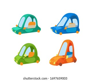 Set Funny cartoon car. Vector illustration for t-shirt prints, children books, greeting cards, posters, stickers or decor