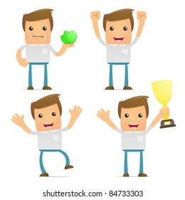 set of funny cartoon casual man in various poses for use in presentations, etc.