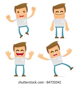 set of funny cartoon casual man in various poses for use in presentations, etc.