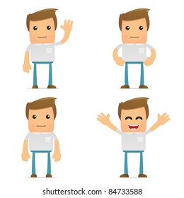 set of funny cartoon casual man in various poses for use in presentations, etc.