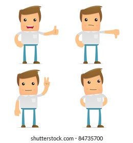 set of funny cartoon casual man in various poses for use in presentations, etc.